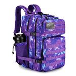 TianYaOutDoor 45L Tactical Assault Backpack 3 day assault pack with Molle Waterproof backpack Rucksack for Tactical Backpacks, Purple Camo, Standard, Backpack