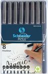 Schneider Pictus Fineliner Pens 8 Different Line Widths 0.05-0.9 mm Black Case of 8