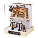 CUTEROOM DIY Miniatures Dollhouse Kit, Miniature House Kit, DIY Doll House Miniature Furniture Wooden House Kit with Dust Cover & LED Light and Accessories - New QT Series Dollhouse (QT048)