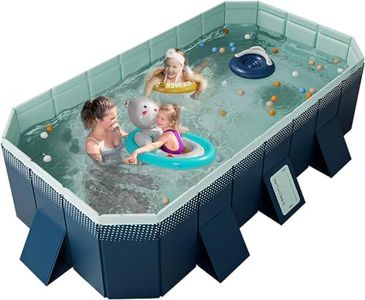 Foldable Pool, Non-Inflatable Kids' and Adults' Outdoor Swimming Pool, Hard Plastic Shell Portable Pool, Kid Pool for Backyard Dog Pools (83" x 55" x 21")