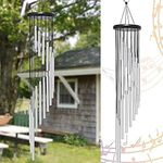 CHEYLIZI Wind Chimes Outdoor,Large Wind Chimes,36" Garden Chimes with 18 Aluminum Alloy Tubes and 3 S Hooks for Garden Patio Backyard Decor Gift etc (Silver)