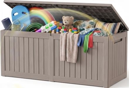 EFU Outdoor Storage Box Waterproof 420 Gal Gen 2 Resin Deck Box Gas Struts | UV Protected Large Outside Storage Cabinet With Gas Struts, Ideal For Toy, Garden Storage & Patio Package Delivery Box