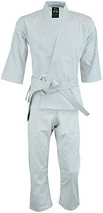 UFG Middle Weight Karate Uniform Gi - Kids Adults Unisex (Belt Included) (White, 000)