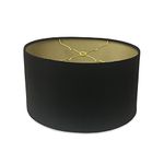 Royal Designs, Inc. Shallow Oval Hardback Lamp Shade, HB-611-14BLK/GL, Black, (12 x 8) x (14 x 10.5) x 8.5