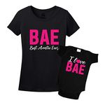 Best Auntie Ever Matching Shirts/Bodysuit Aunt and Niece BAE 2-Pack Combo Clothing Set, Black, Baby (6 mo) - Adult (Medium)