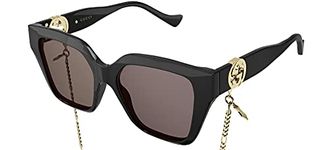 Gucci GG1023S Black/Dark Brown Gold Chain 54/17/140 women Sunglasses