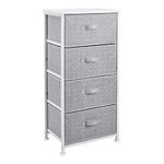 Amazon Basics Fabric 4-Drawer Storage Organiser Unit with Durable Steel Frame and Removable Drawers, White