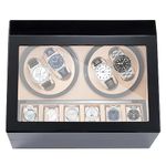 NOSTHEART Automatic Watch Winder with 4 Watches and 6 Display Storage Spaces Automatic Watch Winder Box with Quiet Motor, Watches Rotation Storage Case Display Box for Automatic Mechanical Watches