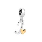 Luluadorn Gold Heart Letter J Charm Initial Alphabet Charm Dangle Bead Compatible with Pandora Charms Bracelets