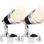 lonziming 12V LED Spot Reading Light, 2PCS 360° Rotate Motorhome Warm White Light with Switch, Touch Dimmable Adjustable Spotlight Bedside Wall Lamp for Motorhome Caravan Camper Van Boat Bedroom