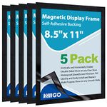 VAIIGO 8.5"x 11" Magnetic Sign Holder, 5Pack Double Sided Window Self Adhesive Magnetic Display Frame with Clear PVC and Strong Magnetic for Office/Store/Door/Glass/Refrigerator Display Frame, Black