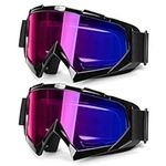 JAGASOL Dirt Dike Goggles, Ski Goggles for Men Women, Powersports Goggles for Riding Snowboarding Racing, Motorcycle Goggles for ATV Dirtbike Offroad Motocross FOX, Anti-Scratch Fog Dustproof, 2-Pack