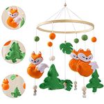 Woodland Mobile for Crib - Safari Animals Mobile for Bassinet | Handmade Baby Mobile with Fox Decor | Baby Nursery Mobile for Crib Girl & Boys Nursery Decor Crib Toys Baby Gift