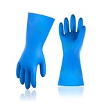 Vgo... Reusable Dishwashing Gloves, Kitchen Gloves For Washing Dishes, Nitrile Cleaning Gloves, Household Gloves for Kitchen Cleaning/Working/Painting/Gardening/Pet Care (1 Pair,L, Blue,NT2141)