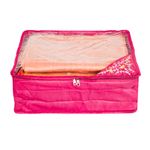 Kuber Industries Saree Cover | Clothes Storage Bag | Storage Organizer Bag | Zip Closure Saree Cover | Wardrobe Organizer | Side Embroidery Saree Cover | 6 Inch | Pink