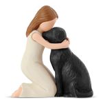 Hensonever Love My Black Dog Figurines Statues, Black Dog Angel Friendship Remembrance Gifts, Sculpted Hand-Painted Figures for Dog Lovers