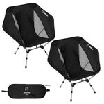 ATEPA Ultralight Folding Camping Chair for Adults Set of 2, Height Adjustable Outdoor Chair with Carry Bag, Lightweight Portable Compact Chair 150 kg for Picnic Garden Fishing Festival, Black