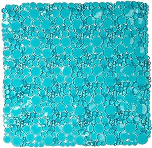 Bubbles Non-Slip Square Shower Mat Clear Aqua Blue 20″L X 20″W