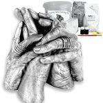 Family Hand Casting Kit up to 4-5, DIY Hand Moulding Kit Couples, Baby & Children, 1kg Each of Alginate Moulding Powder and Cast Plaster, Personalised Gifts & Keepsakes, Silver Finish - BabyRice