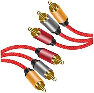 Audio Video RCA Cable :3RCA Male to 3RCA Male 24K Gold Plated Composite AV Cable Compatible with Set-Top Box,Amplifier,Speaker,DVD Player and More (1M)