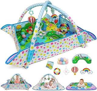 Dr.Rapeti Baby Play Gym Mat Animal Planet with Ball Pit Activity Gym Center Tummy Time Mat Thickened Mat Sensory Exploration Motor Skill Development for Newborn Infant Baby Toddler