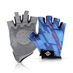 Nivia Velo Fitness Gloves, Micro Sued Cycling Gloves, Airculate & Snug Fit Technology with 1/2 Finger Length Gloves (Large) - Blue
