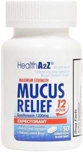 HealthA2Z® Mucus Relief | Guaifenesin 1200 mg | 50 Tablets | Maximum Strength | 12 Hour | Expectorant | Relieves Chest Congestion | Thins and Loosens Mucus (50 Tablets)