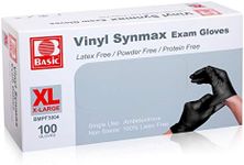 Black Disposable Vinyl Exam Gloves Latex Free Powder Free for Household Cleaning, Food Service, Tattoo, Painting, Patient Care, Pet Care, Law Enforcement, 100 Count, Medical Grade, X-Large