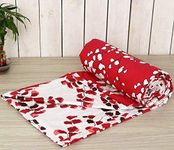 Trance Home Linen® Pure Malmal Cotton Multipurpose Baby Dohar | 3-Layered Baby Swaddle | Soft -Lightweight Baby Blanket | Crib Blanket (Age : 0-6 Months - 100cm x 70 cm - Red White Abstract Leaves)