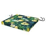 SOFTILLO Patio Chair Cushion with Seat Ties - Indoor and Outdoor Furniture Seating - Water-Resistant Polyester - Kitchen Dining, Lawn & Garden, Coffee Shop Use - 40x40x4cm - Tropical Lemon