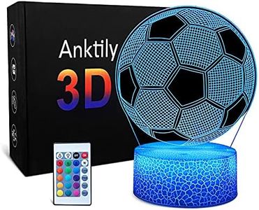Luz Nocturna Infantil de Fútbol 3D Lámpara de Ilusión óptica de 16 Colores Lámpara de Decoración con Control Remoto,Regalos de Cumpleaños para Niños y Adultos