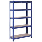 SONGMICS 5-Tier Shelving Unit, Steel Shelving Unit for Storage, Tool-Free Assembly, for Garage, Shed, Load Capacity 650 kg, 30 x 75 x 150 cm, Blue GLR30Q