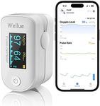 Pulse Oximeter, Bluetooth Finger Clip Oximeter, Blood Oxygen Saturation Meter, Portable Fingertip Oxygen SPO2 Level Health Monitor, White