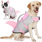 AOFITEE Dog Life Vest for Swimming, Dog Life Jacket Large, High Flotation Dogs Swimming Vest with Rescue Handle and Reflective Stripe, Shark Dogs Lifesaver Swimsuit for Boating Summeer Pool Beach, XL