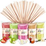 GREENDOSO® Candy Floss Sugar For Machine (5x160g) - Pack of 5 Flavours (Strawberry/Cola/Apple/Marshmallow/Vanilla) - Natural Colourings & Flavours - 20 Sticks - MADE IN FRANCE