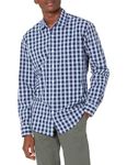 Amazon Essentials Men's Regular-Fit Long-Sleeve Casual Poplin Shirt, Blue Grey Plaid, XL