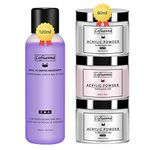 Lofuanna Acrylic Nail Kit Professional Acrylic Powder and Liquid Set with 120ml Acrylic Liquid Monomer,3 Colors(Clear,White,Pink)60g Acrylic Powder for Nail Art Nails Extension(set1)