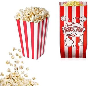 Popcorn Box, Scatole Pop Corn, Sacchetti Pop Corn, Cartone per Popcorn, Scatole per Alimenti a Secchiello per Popcorn a Righe Retrò per Cinema, Teatro, Compleanno,Feste a Tema,Serate al Cinema,22Pack