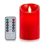 LED Candles, Battery Candles, Red LED Candles, Flameless Candles, Candles with Remote, Flickering Real Wax Candles with Timer, Red Candle for Christmas, Halloween, Festivals Decoration-7.5cm*12.5cm