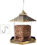 Urban Deco Bird Feeders Hanging Squirrel Proof Bird Feeder Plastic Bird Seed Feeder With Hexagonal Roof See Through Bird Feeder On Window Bird Feeders For Small Birds - Gold Goldfinch Feeder