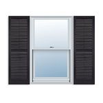 15 Inch x 39 Inch Standard Louver Exterior Vinyl Window Shutters, Black (Pair)