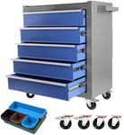 GarveeTech Rolling Tool Chest, Tool Chest with 5 Drawers & Wheels, Portable Rolling Tool Box On Wheels, Tool Chest Organizer for Garage, Workshop, Home Crafts Use (Blue+Grey, 5-Drawer)