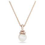 Swarovski Originally Pearl Pendant Necklace, White Crystal Pearl on Rose Gold-Tone Plated Chain, from the Originally Collection