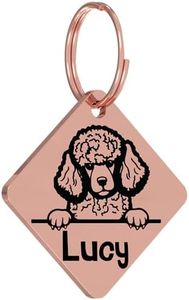 PawFurEver Personalized Engraved Stainless Steel Dog Tags - Custom Pet ID Tags for Dogs and Cats (Diamond, Rose Gold)