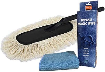 Jopasu Car Duster Brush and 380 GSM Microfibre Cloth Combo Pack for Car Care Cleaning & Dusting. Removes Dry Dust Without Scratching The Surface.