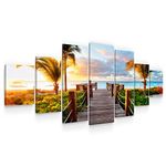 Startonight Huge Canvas Wall Art Summer Bridge Beach I - Large Framed Set of 7 40" x 95"