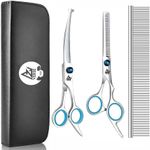 VERSE Pet Grooming Scissors Kit With Pet Comb, Thinning Scissor and Curved Scissor For Dogs And Cats