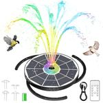 AISITIN 6.5W LED Solar Fountain with Remote Control, Solar Pool Pump with 3000 mAh Battery & 3 Fixed brackets, Solar Powered Water Fountain for Garden Ponds, Bird Bath, DIY Water Pond