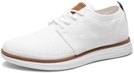 Bruno Marc Men's KnitFlex Breeze Mesh Sneakers Oxfords Lace-Up Lightweight Casual Walking Shoes,Size 8.5,01 White,GRAND-01