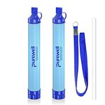 Purewell Portable Water Filter Staw Water Purifier for Camping Hiking Traveling Backpacking Outside Activities Emergency Needs(2 Pack)